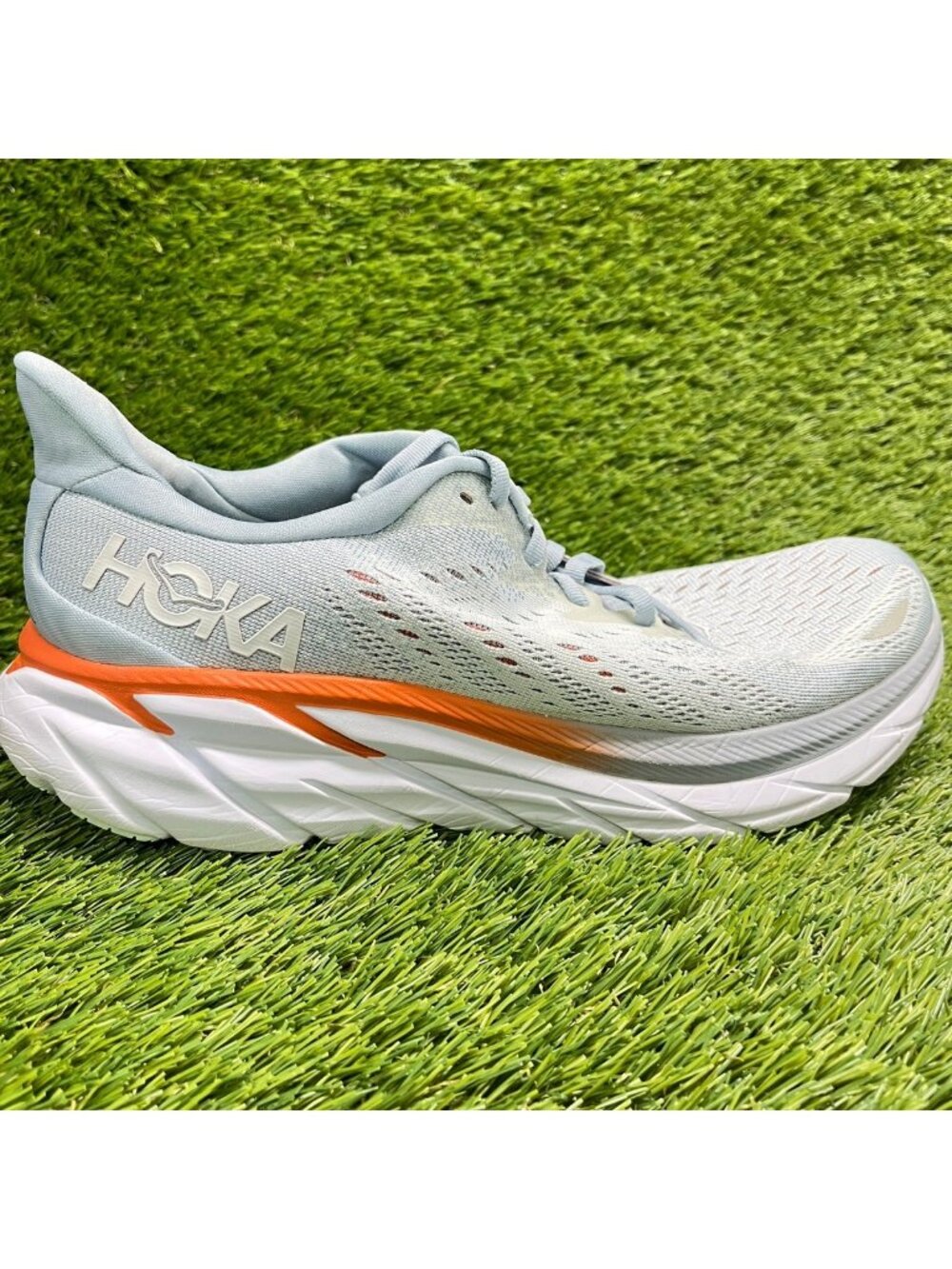 Hoka One One Clifton 8 Women Size 9.5 Blue Orange Running Walking Shoes Sneakers
